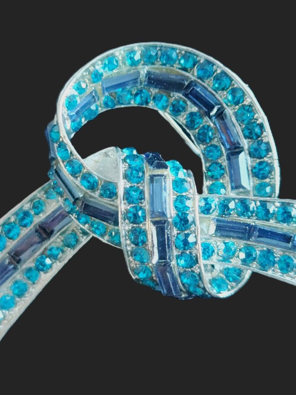 TEAL Ribbon PIN in silvertone by ORNAMENTS NEW in gift bag